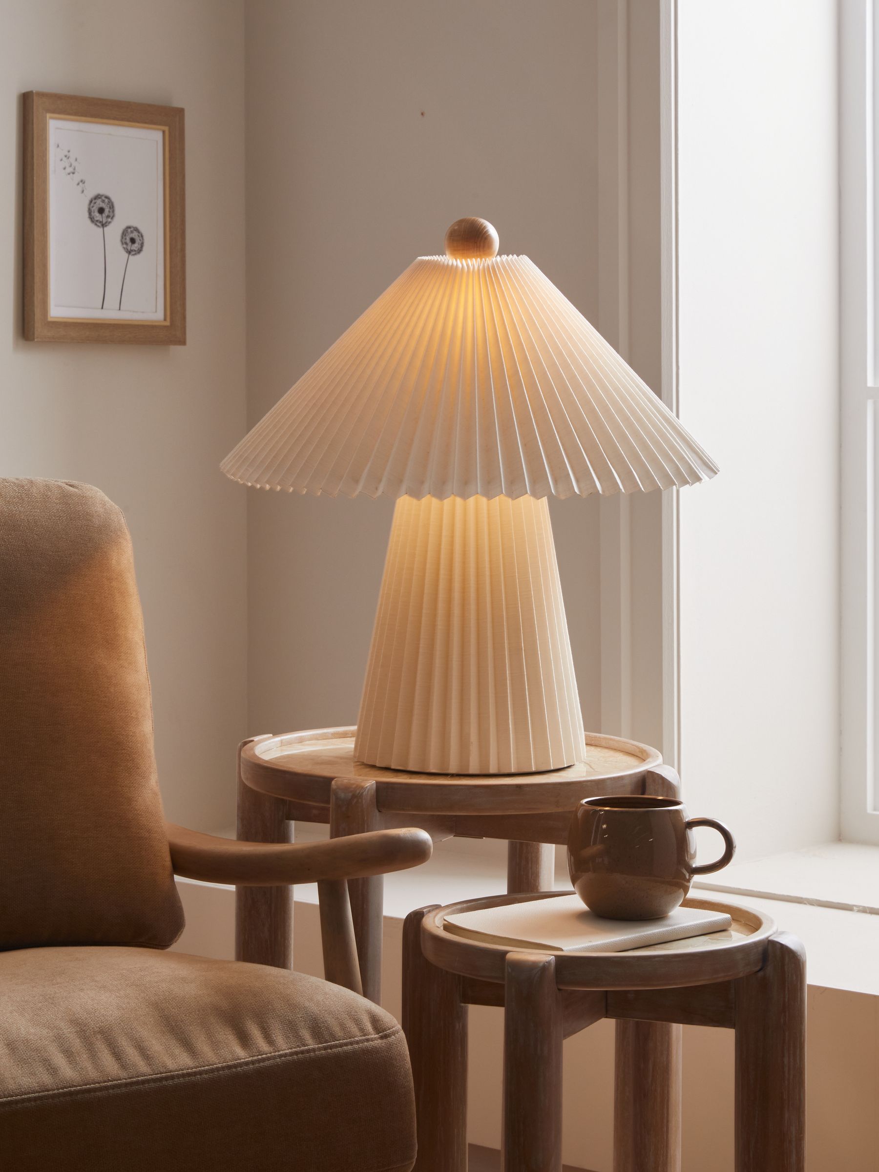 Lila Pleated Table Lamp in Cream