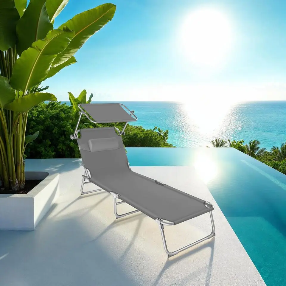 tectake Ligbed 4-niveaus met hoofdkussen, Grijs