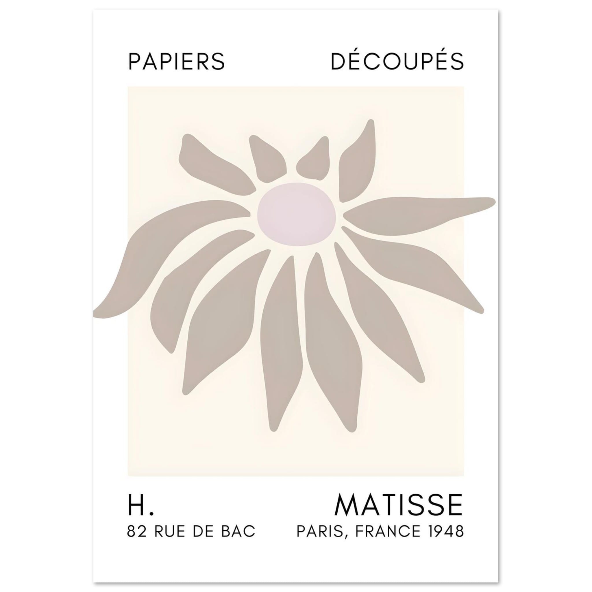 Artfulprints Poster Matisse – Deep sea dance grey  - A4 21x29.7 cm - Grijs