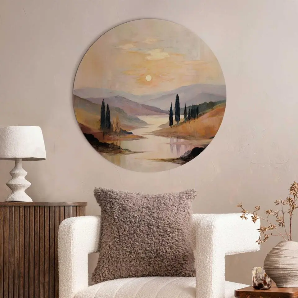 Glasschilderij Landschap I - &Oslash; 70 - Bruin