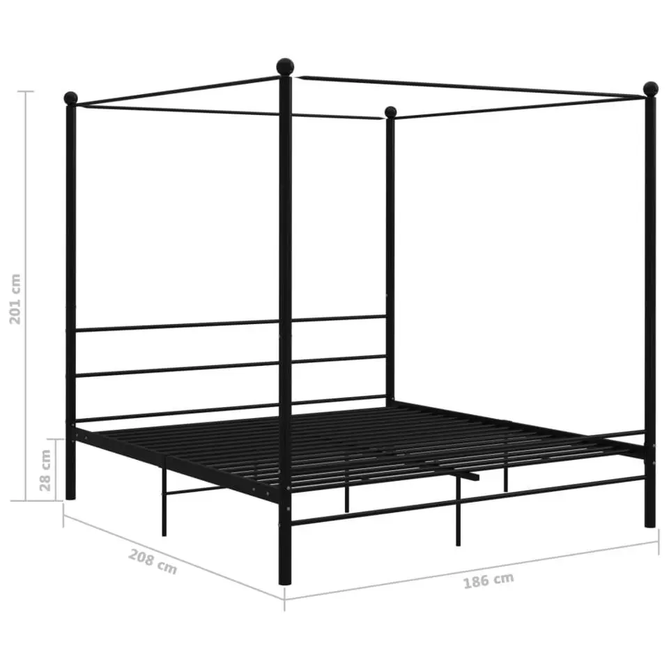 vidaXL - Hemelbedframe met latten - Zwart - Metaal - 180x200 cm