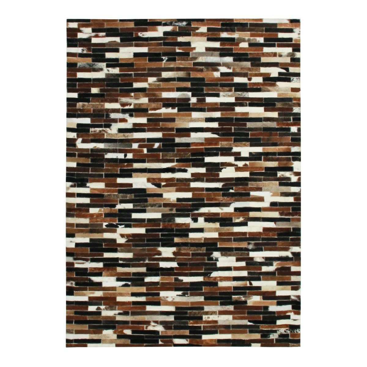 CUIR - Tapis en cuirs recyclés lignes marron multi 140x200