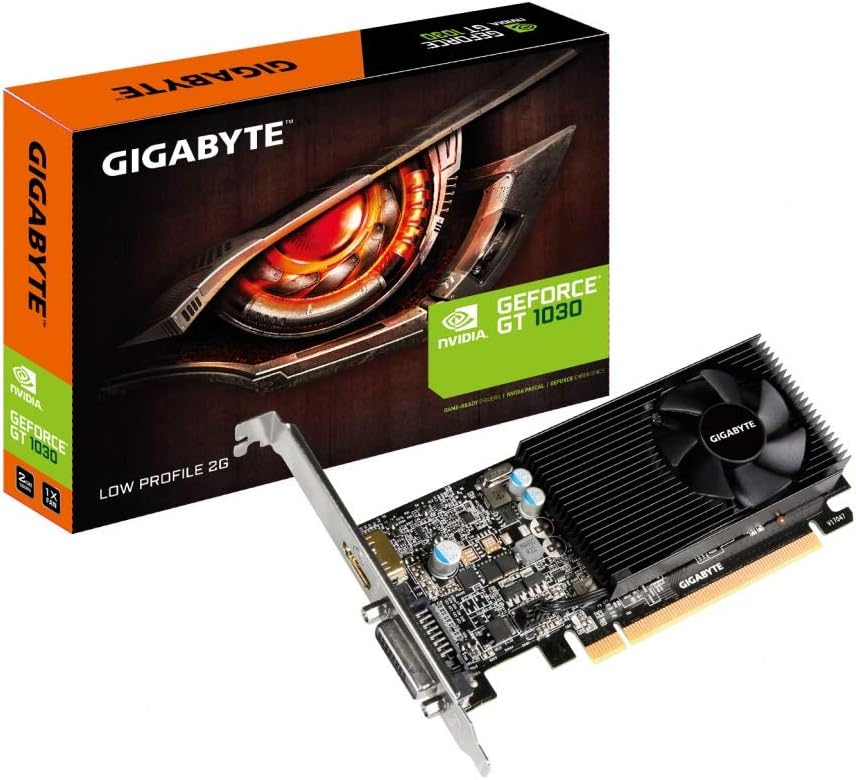 GIGABYTE GV-N1030D4-2GL NVIDIA GeForce GT 1030 Low Profile D4 2G Graphics Card, Compatible with PC, HDMI, DVI-D