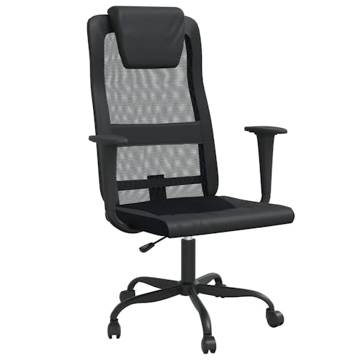 NNEVL Office Chair Black Mesh Fabric and Faux Leather