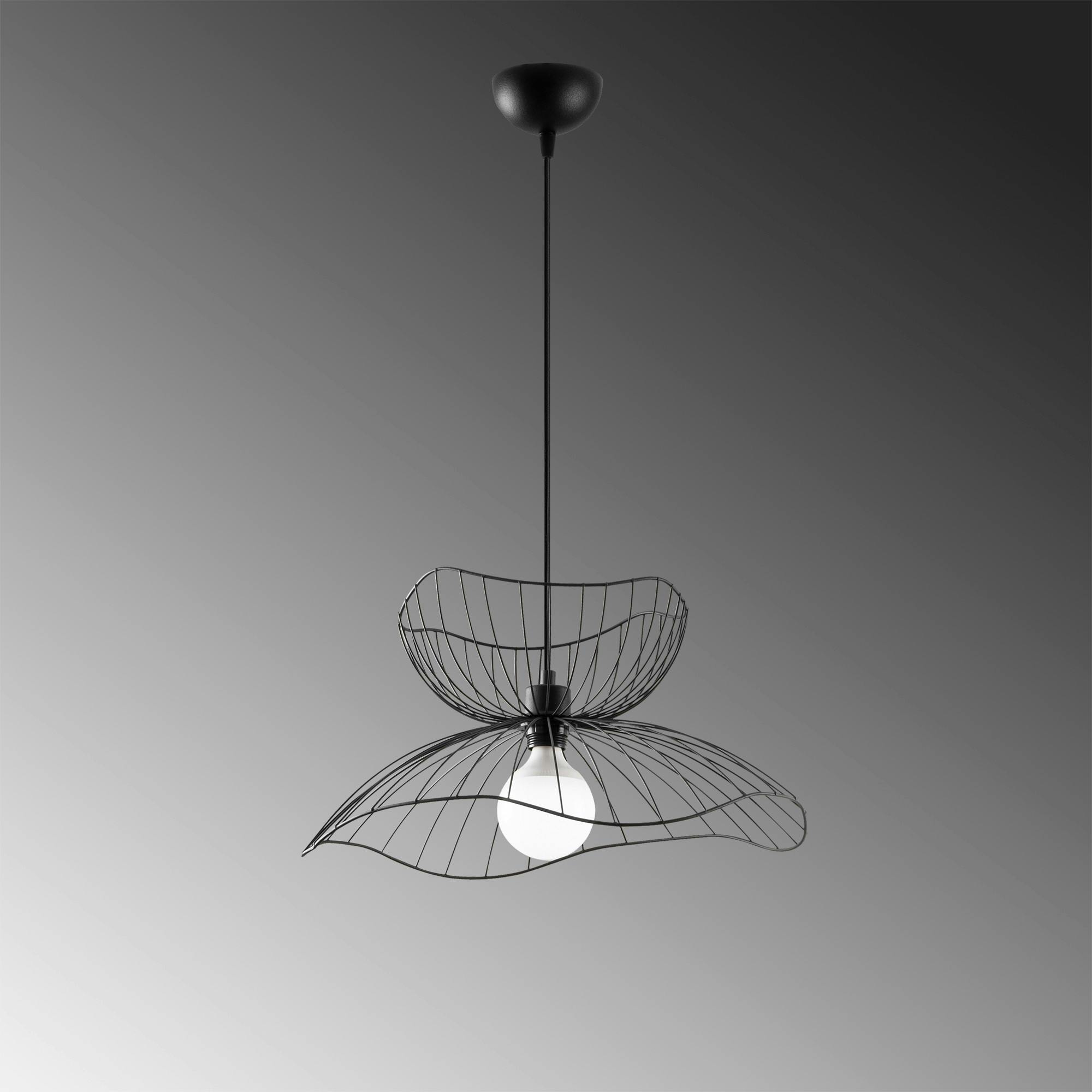 Suspension design noire filaire fleur stylisée SINOP