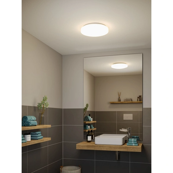 Wand-/Deckenleuchte, 36 W, IP44, E27, Kunststoff, weiß, 230 V