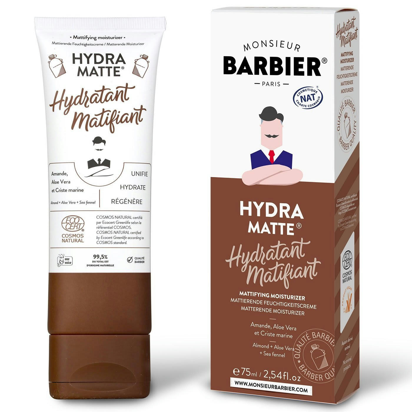 - HYDRA MATTE - Crème Hydratante Matifiante Naturelle pour Hommes 75 mL