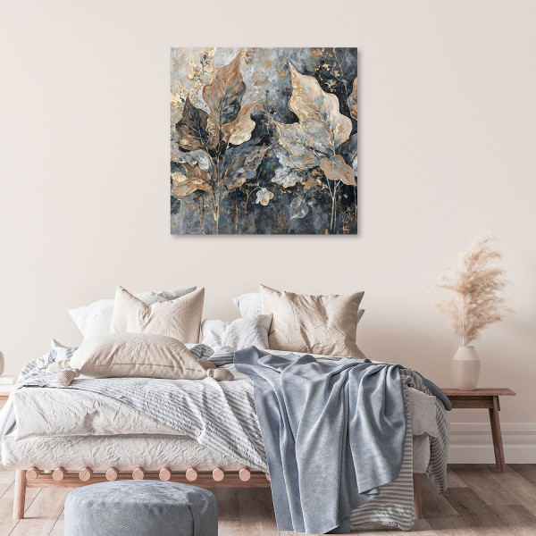 Feeby Obraz na płótnie, Liście W Stylu Glamour 30x30
