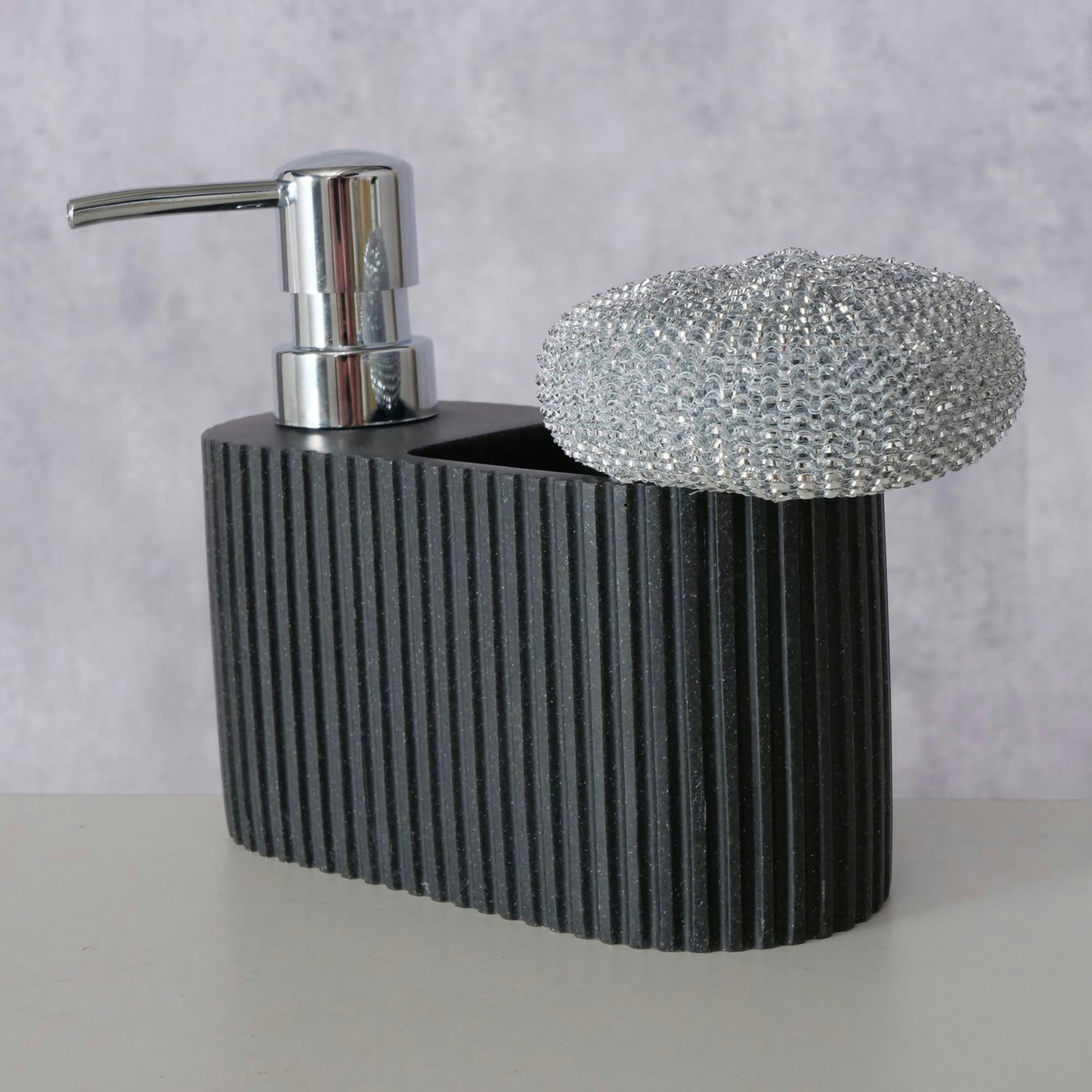 - Distributeur liquide vaisselle + porte éponge résine noire