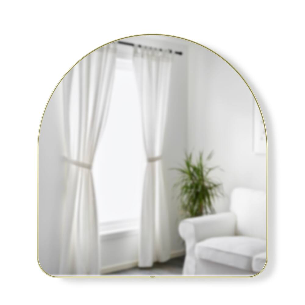 Umbra Hubba Arched Wall Mirror, Brass, 34 x 36-in
