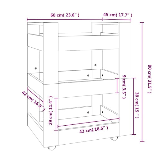 NNEVL Kitchen Trolley High Gloss White 60x45x80 cm Engineered Wood