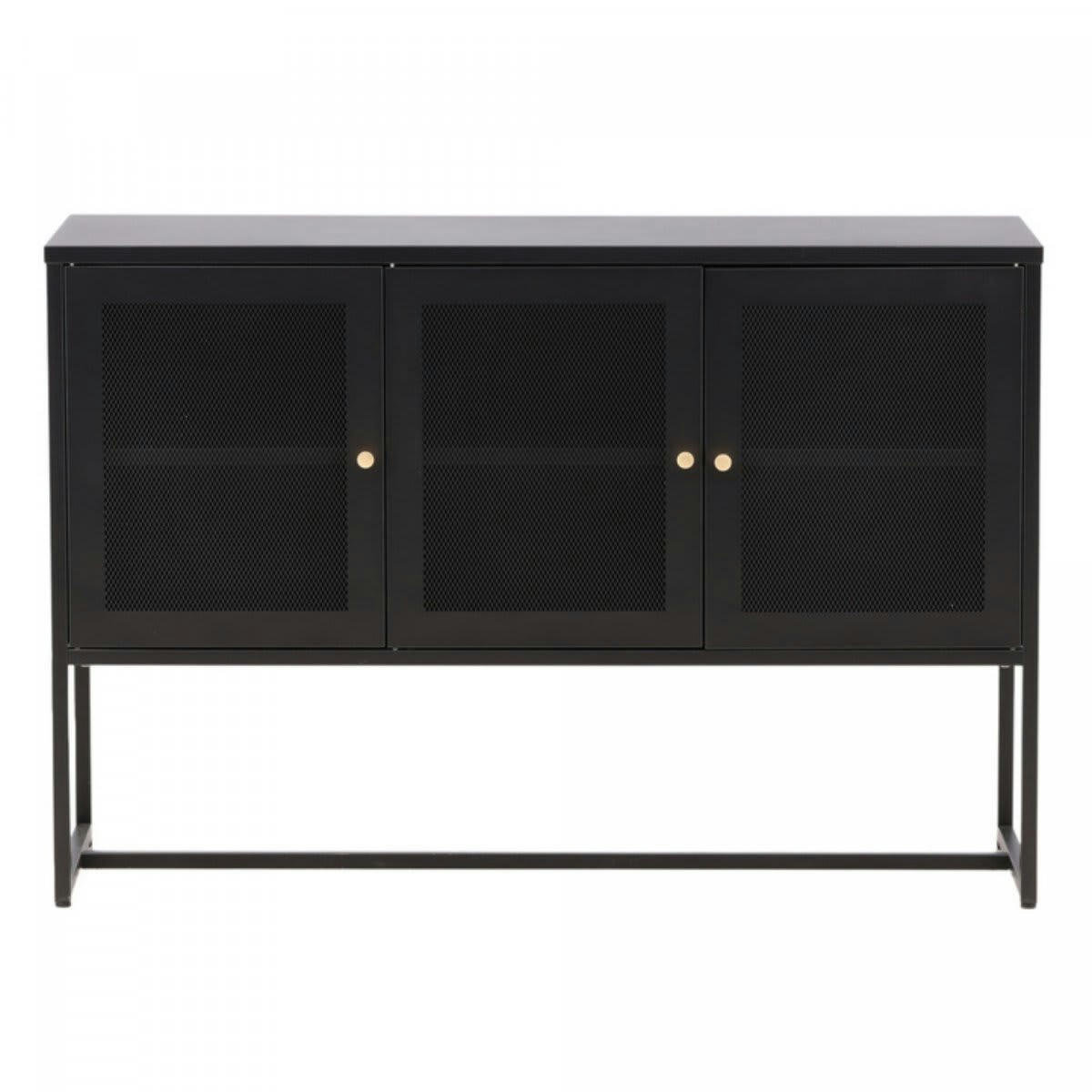 CABANA - Buffet bas industriel en acier 120cm noir