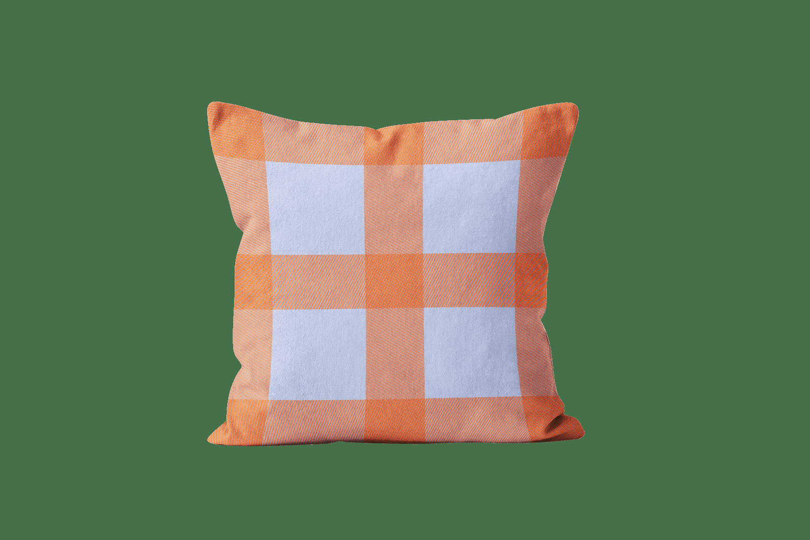 - Coussin vichy velours bleu Orange  60x60 cm