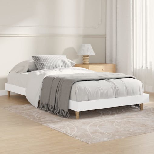 NNEVL Bed Frame White 92x187 cm Single Bed Size Engineered Wood