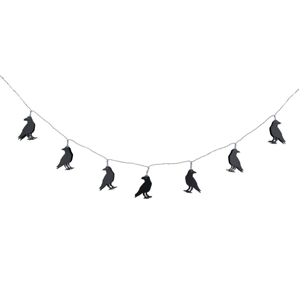 Guirlande Halloween lumineuse corbeaux noirs 150cm