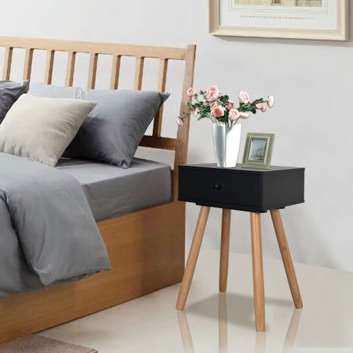 NNEVL Bedside Tables 2 pcs Solid Pinewood 40x30x61 cm Black