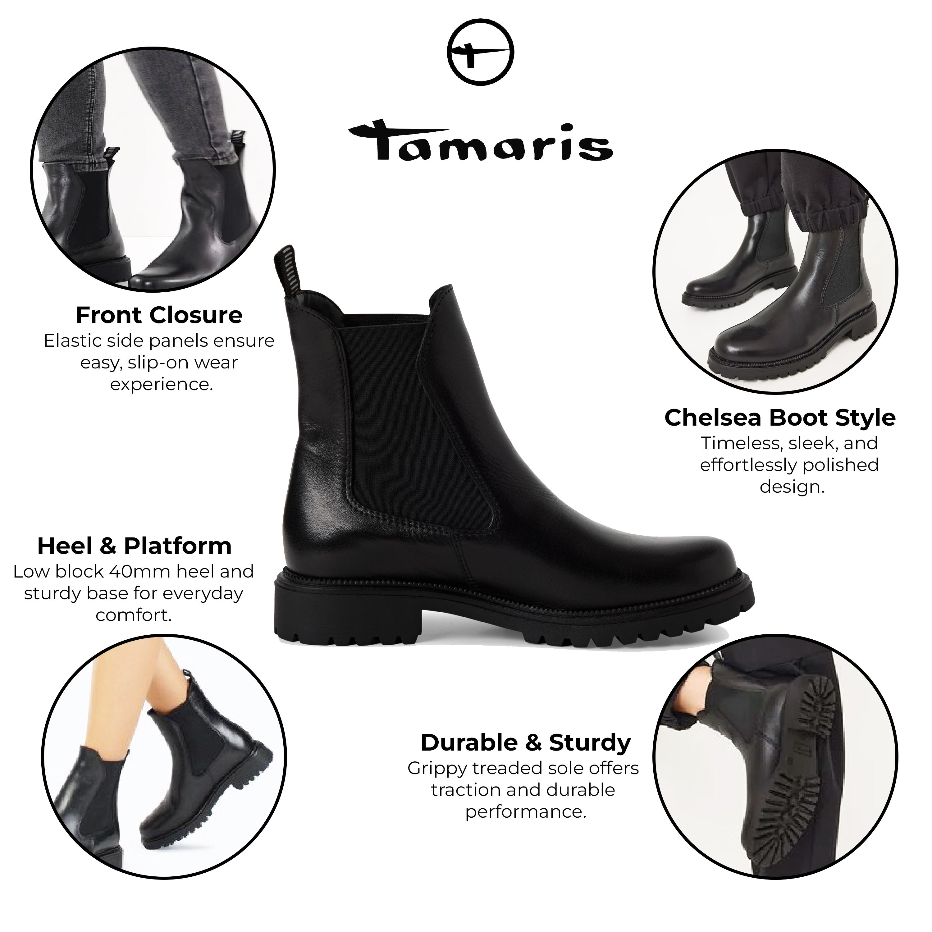 Infinity Leather Tamaris Leather Classic High Chelsea Ankle Boots