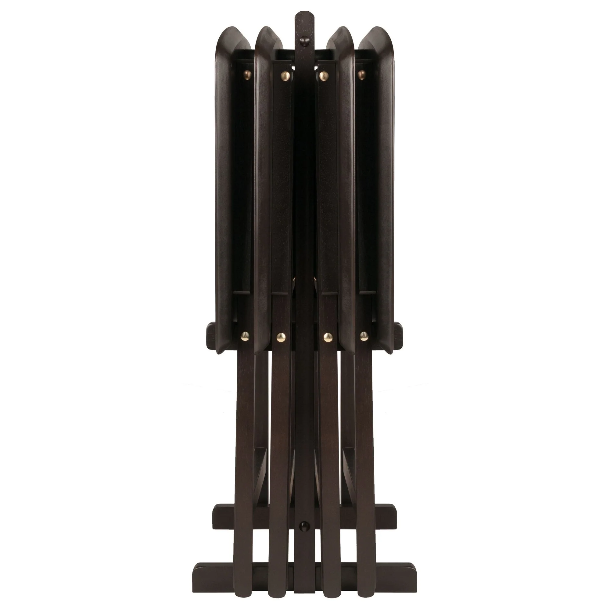 5pc Coffee Brown Contemporary Fan Shape Snack Table Set 29.75