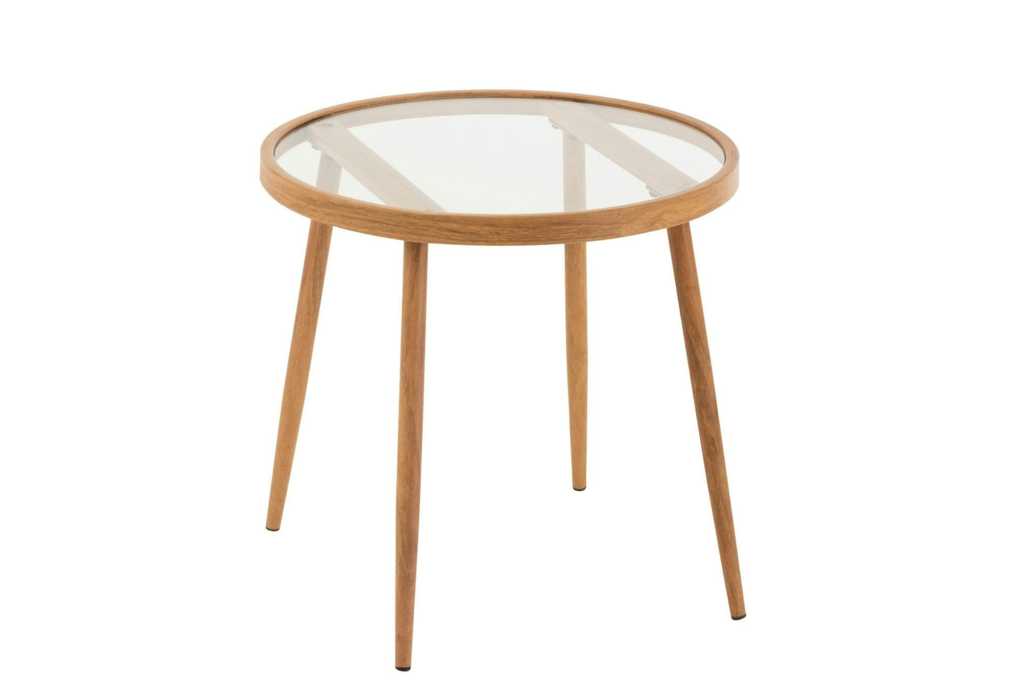 MALAGA - Lot de 2 table basse ronde en métal et verre d50