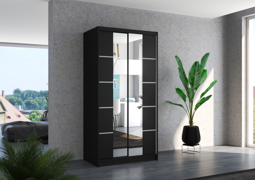 Szafa przesuwna z lustrem KSAWER 100 Black