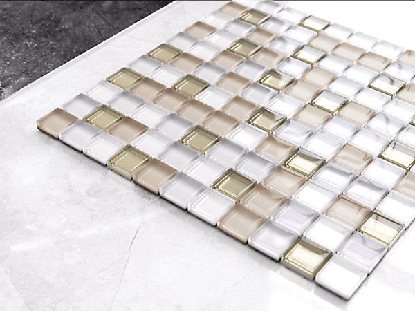 Mosaïque en verre sur filet pour salle de bain ou cuisine 30 cm x 30 cm - Caffelatte