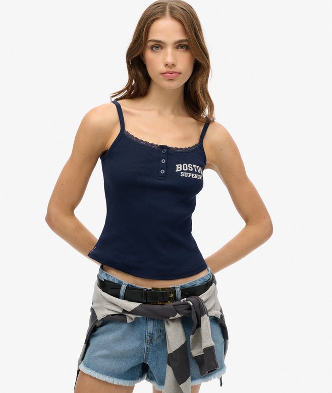 Athletic Essentials Graphic Button Cami Top