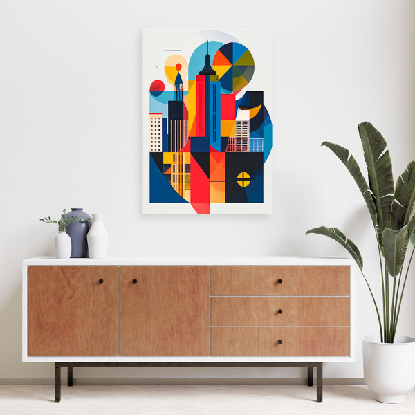 Obraz do salonu biura, Nowy Jork abstrakcja w stylu Bauhaus 20x30