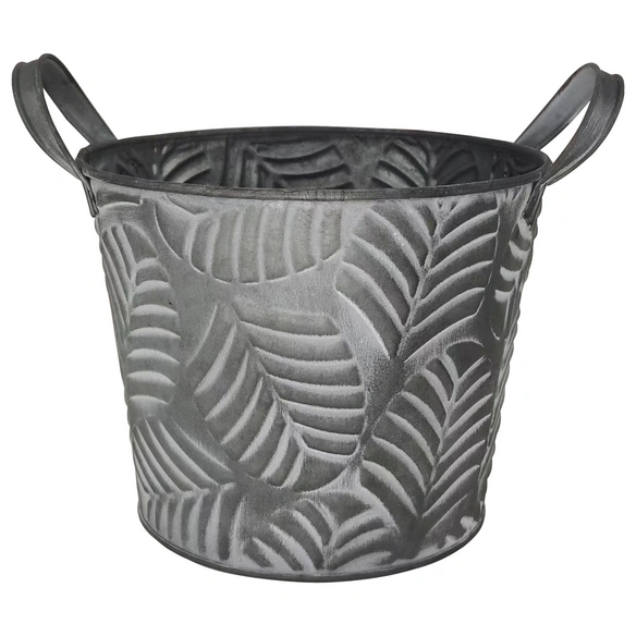 Übertopf, Metall, Ø 14 cm, grau