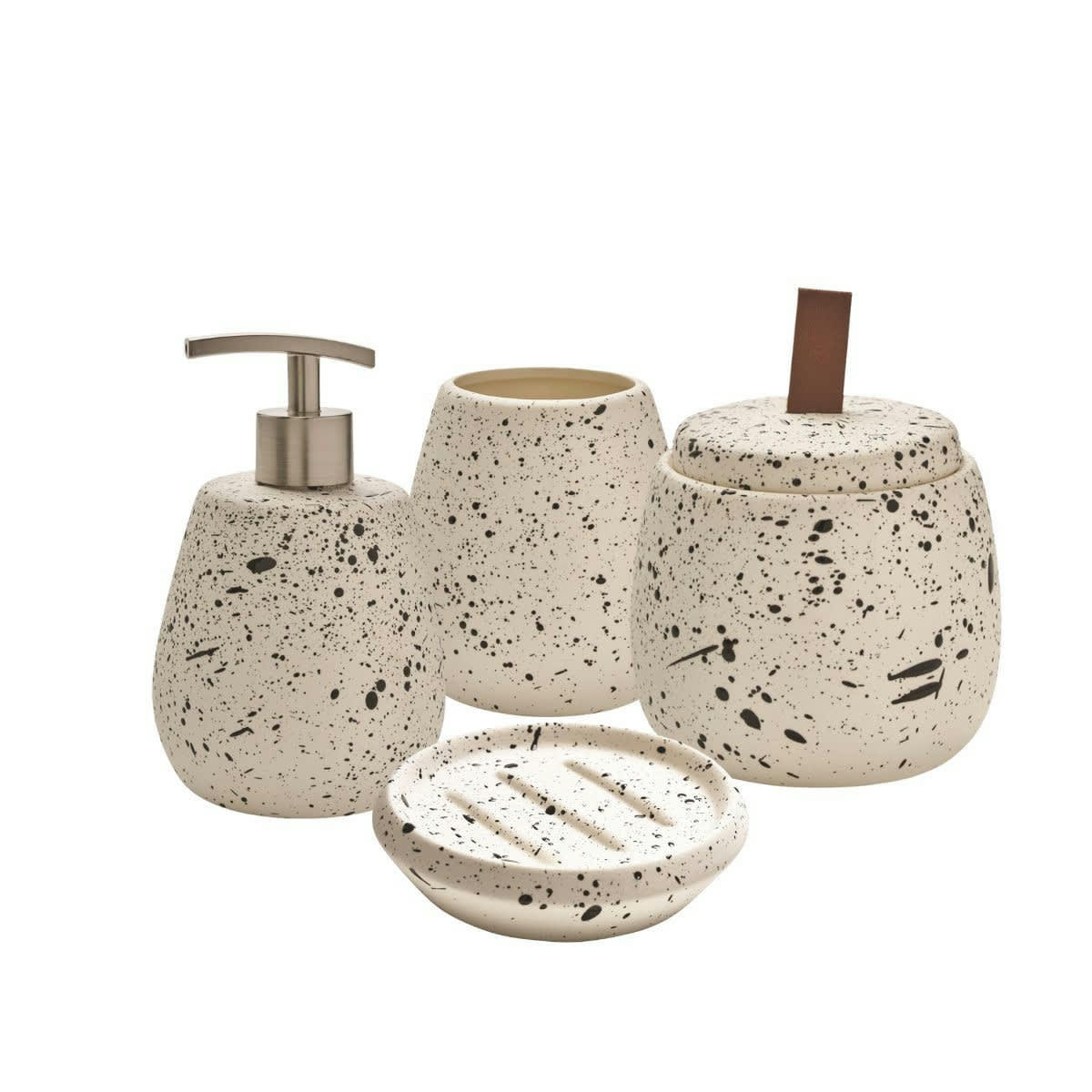 DEMY - Set de salle de bain 4 pièces en céramique blanc