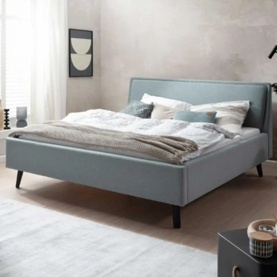 Tweepersoonsbed Estee 180x200cm - ijsblauw/zwart