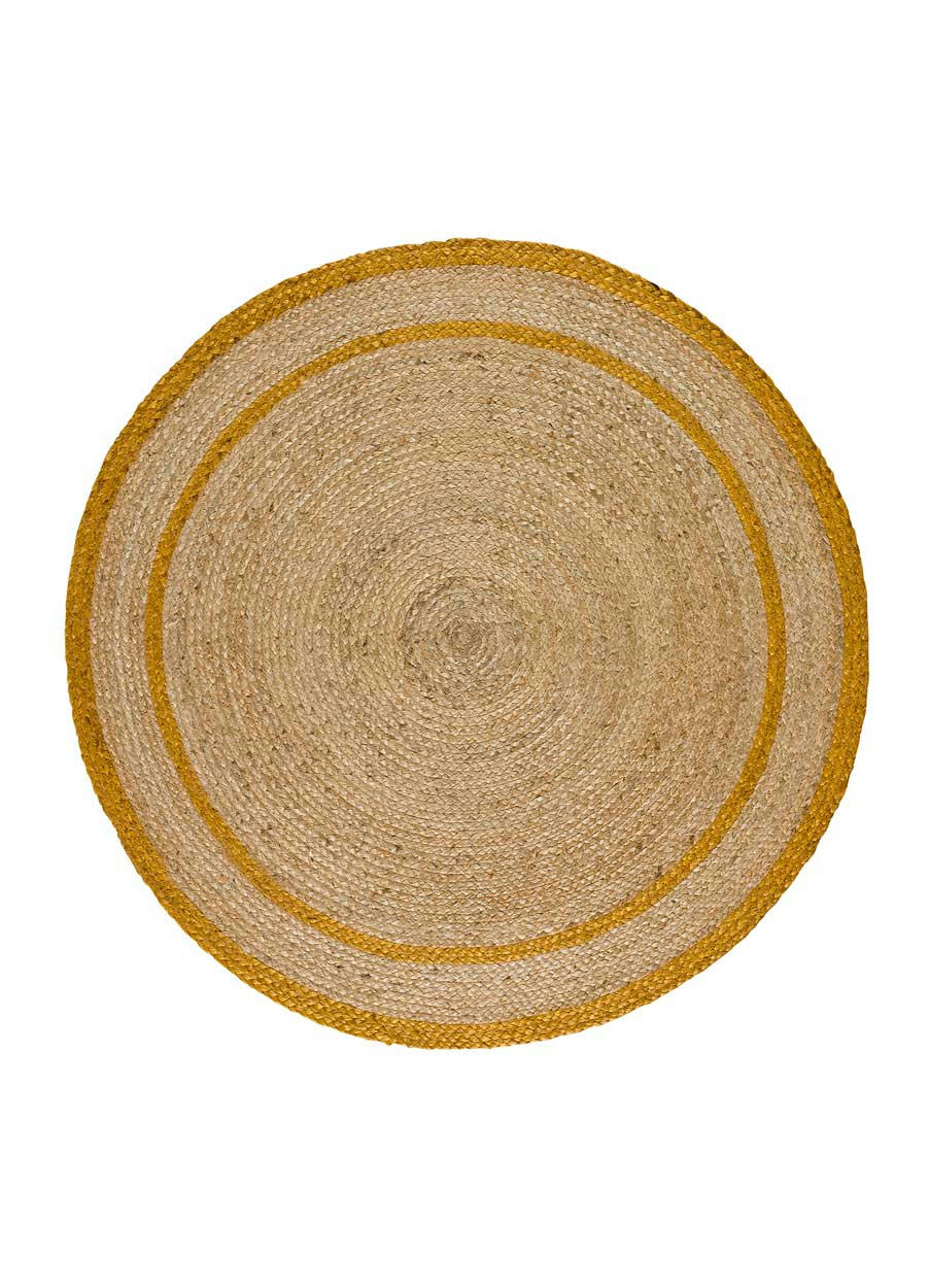 MAHON - Tapis rond en jute moutarde, 120X120 cm