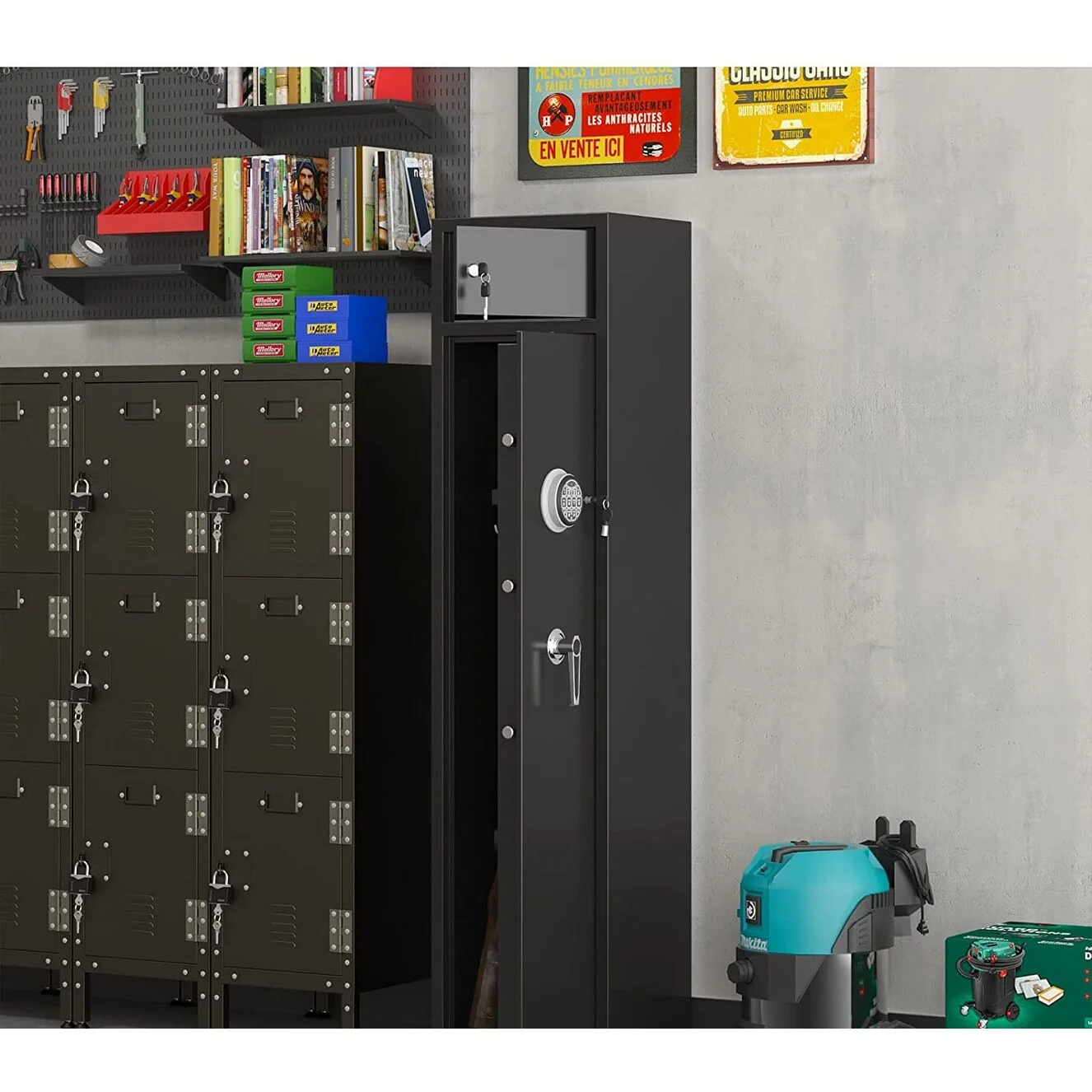 Large Gun Rifle Safe Adjustable Hooks Gun SafesExternal Locking Box