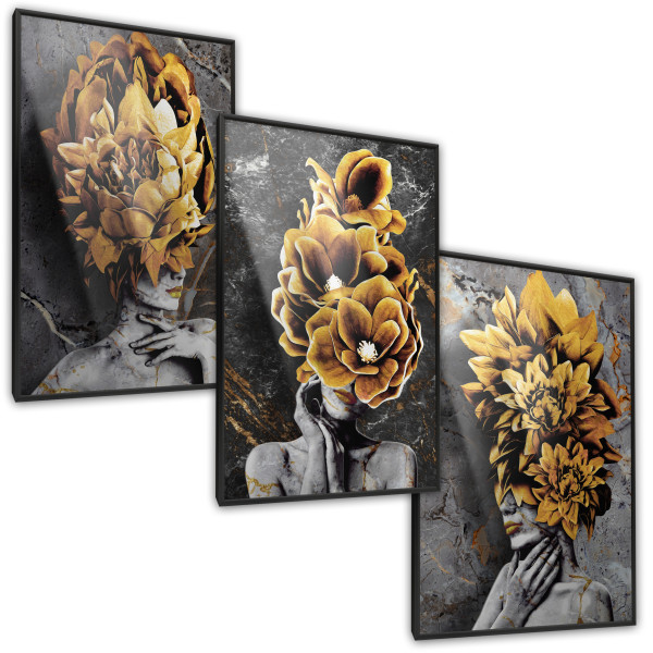 ZESTAW 3X Plakat Abstrakcyjne Kobiece Portrety 30x40cm
