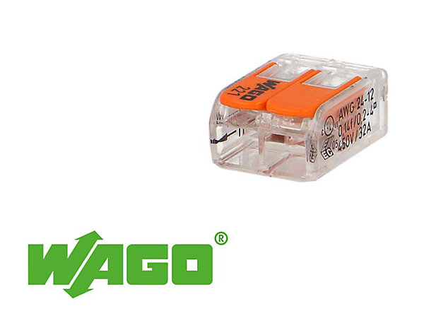 100 connecteur WAGO 2 entrées pour fil souple ou rigide