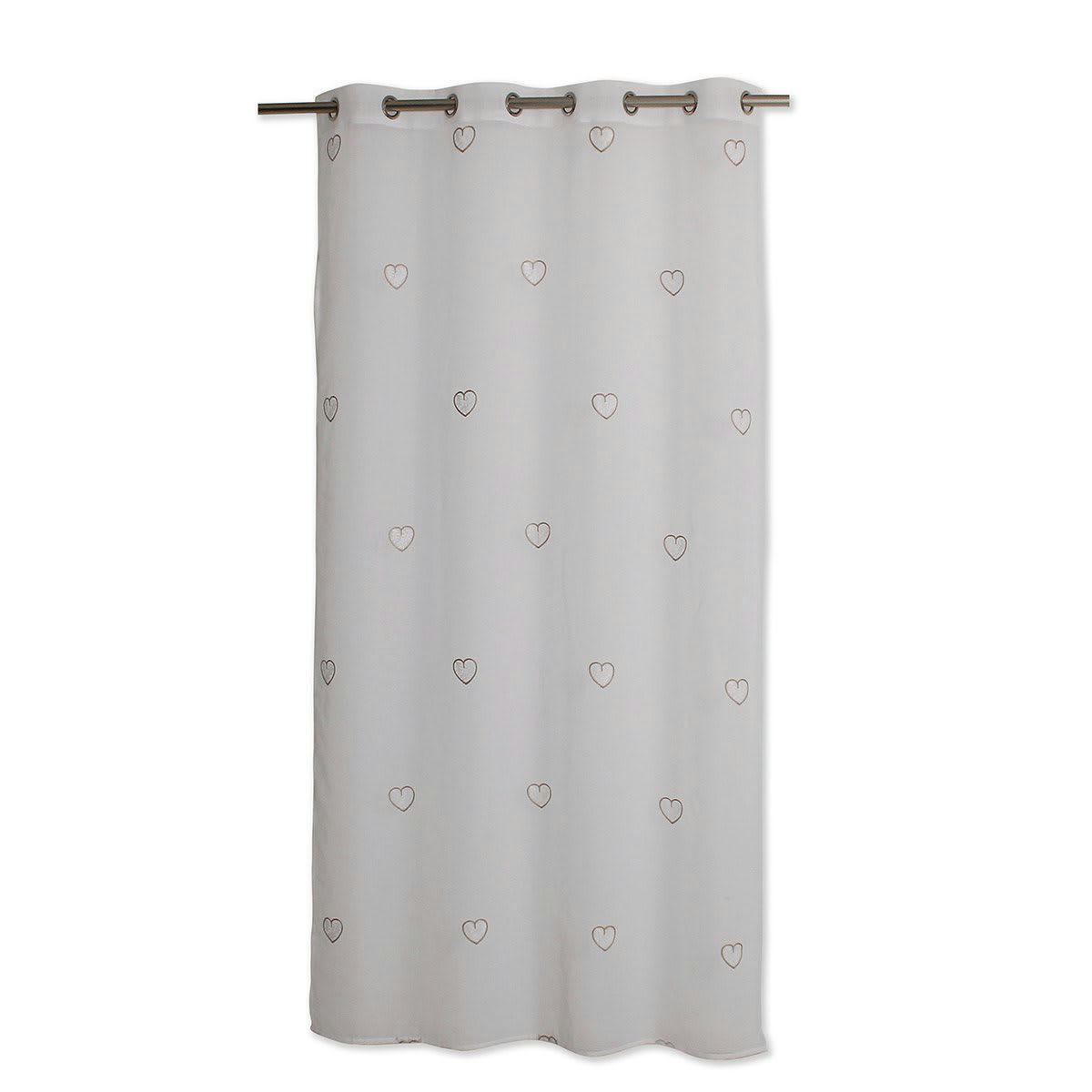 SOLDEN - Voilage solden en étamine avec des cœurs brodés longueur 240 cm x