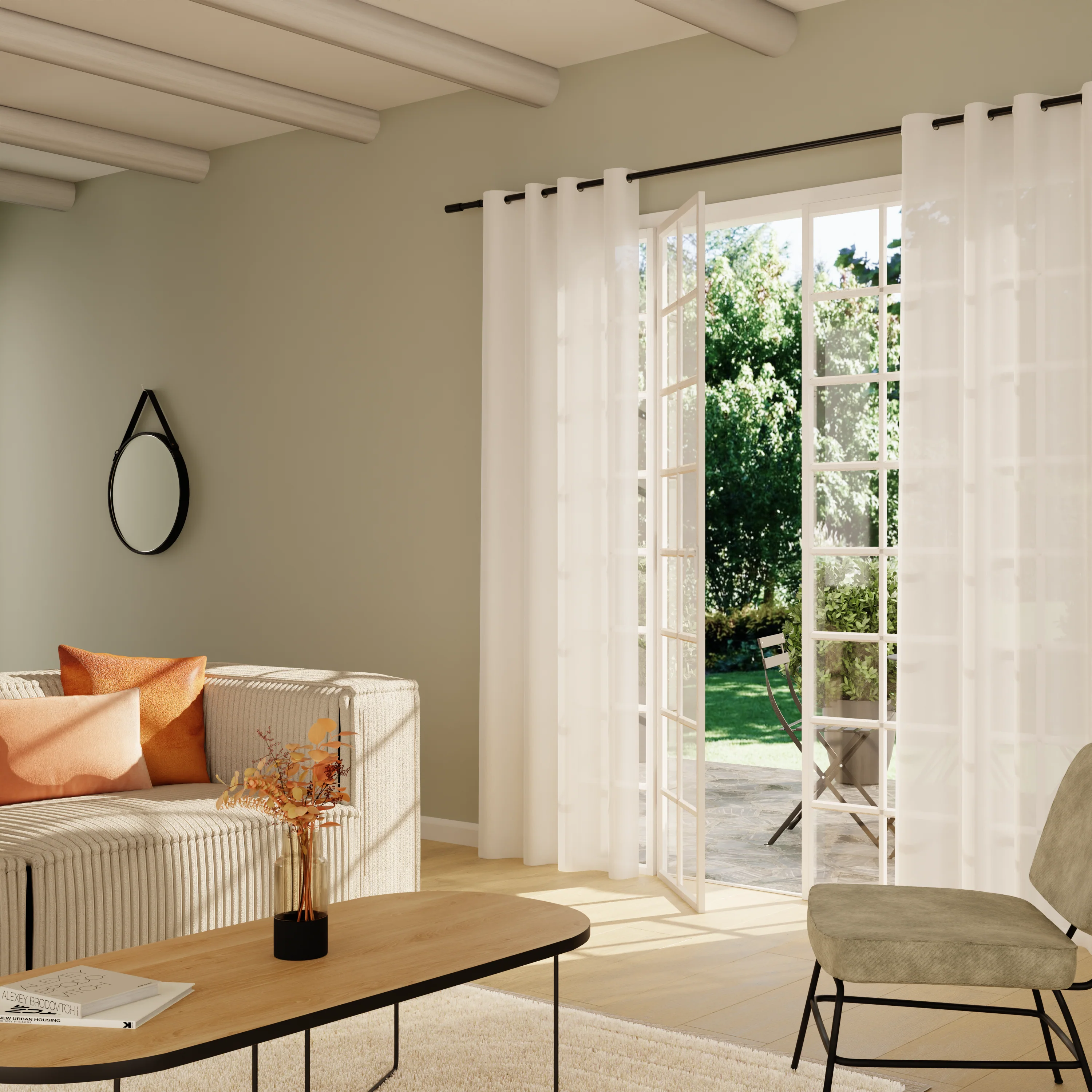 Voilage Lin LECCE coloris naturel 140 x 260 cm