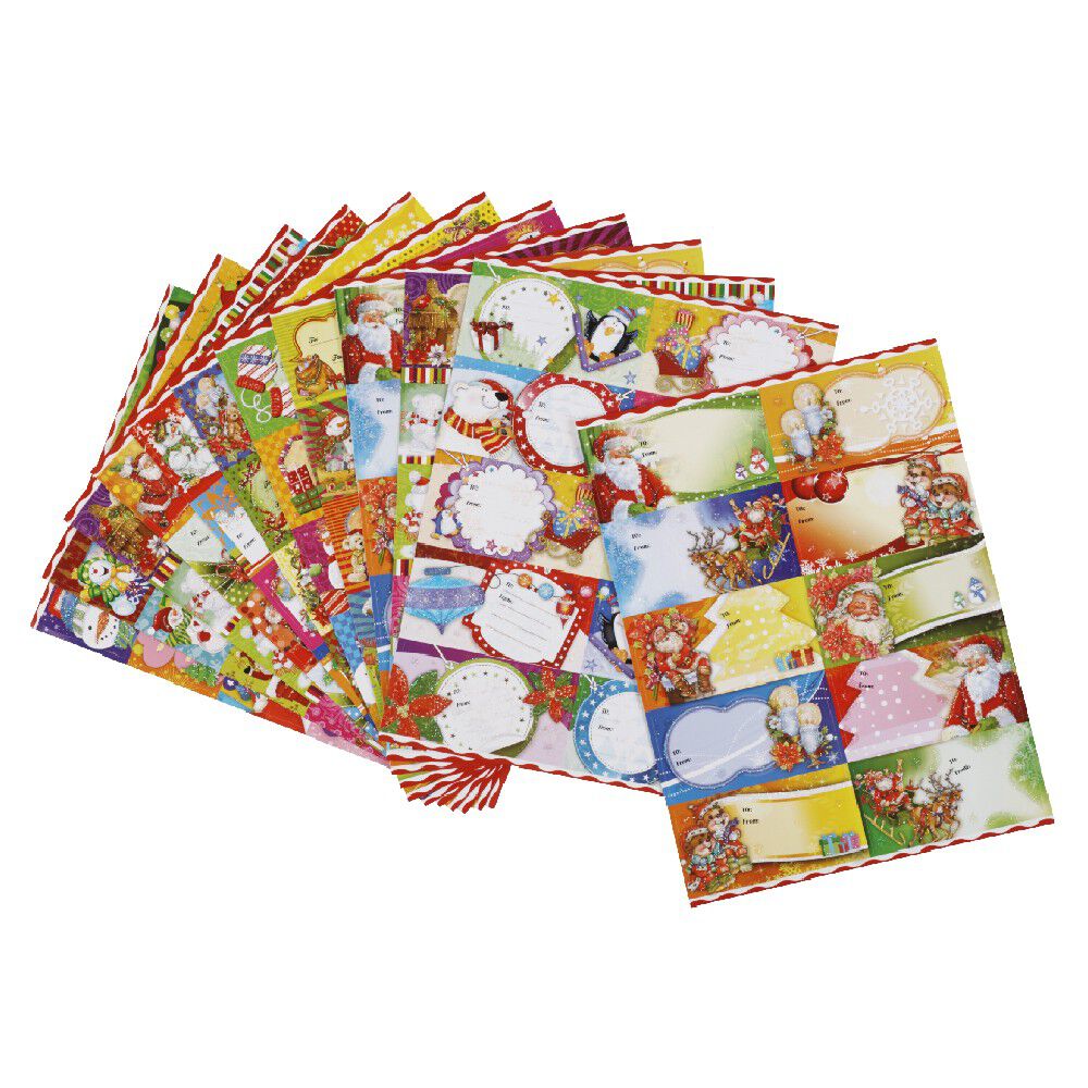 étiquette pailletée papier cadeau x10