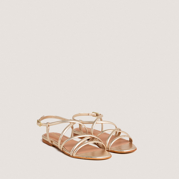 Nu-pieds à bridesen cuir métallisé or | WAPO