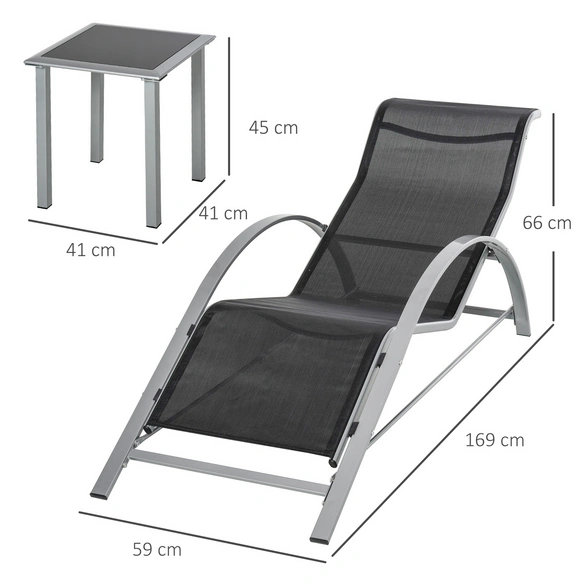 Gartenliegen-Set, 2 Sitzplätze, Stahl/Mesh