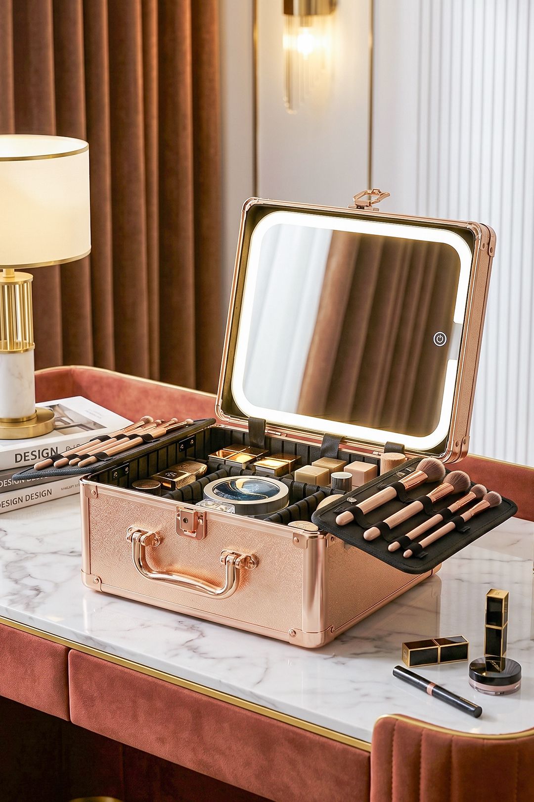 SHEONLY Portable Makeup Case with LED Mirror