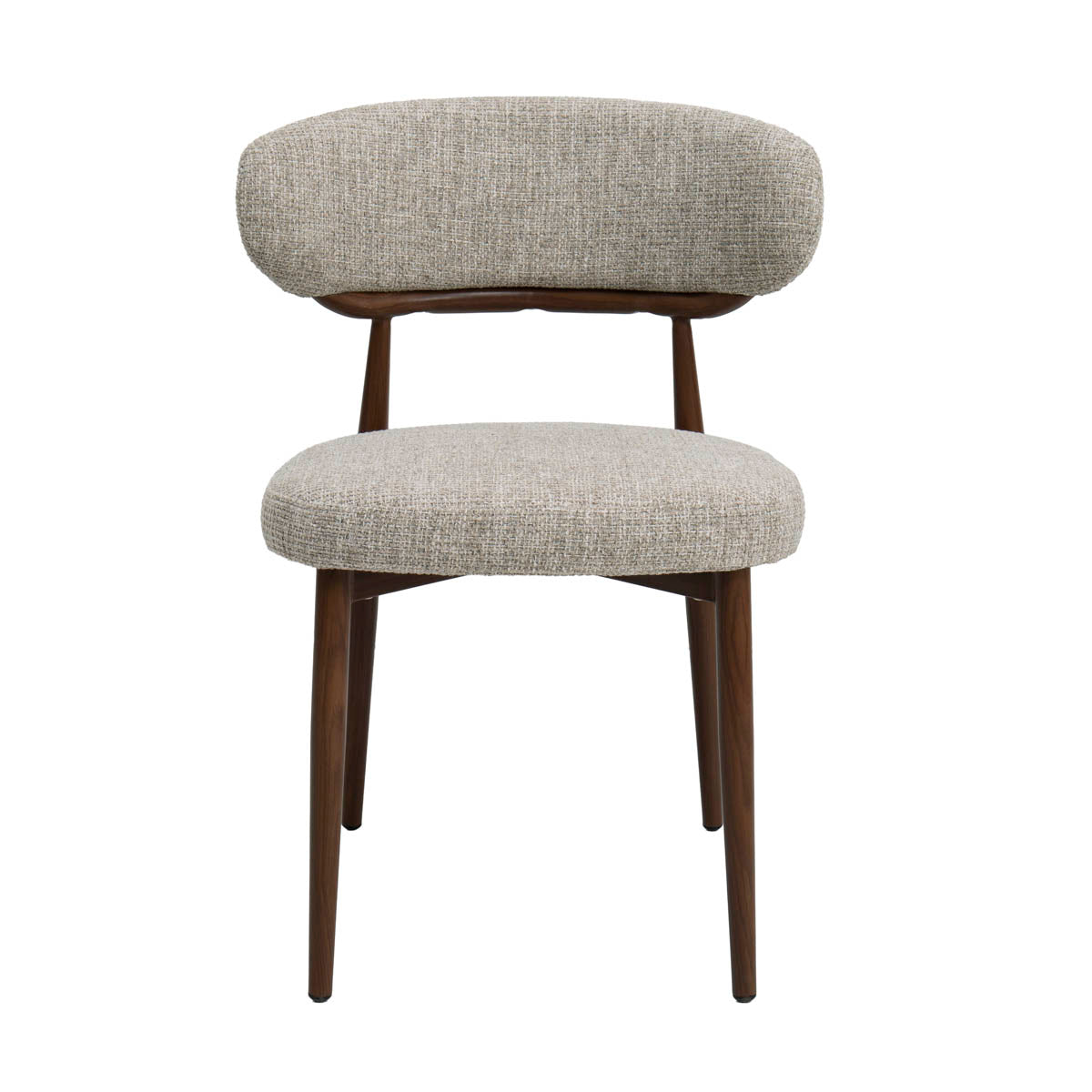 DÉJA Living Eetkamerstoel Milan - Beige/Walnoot Stof - Set van 2