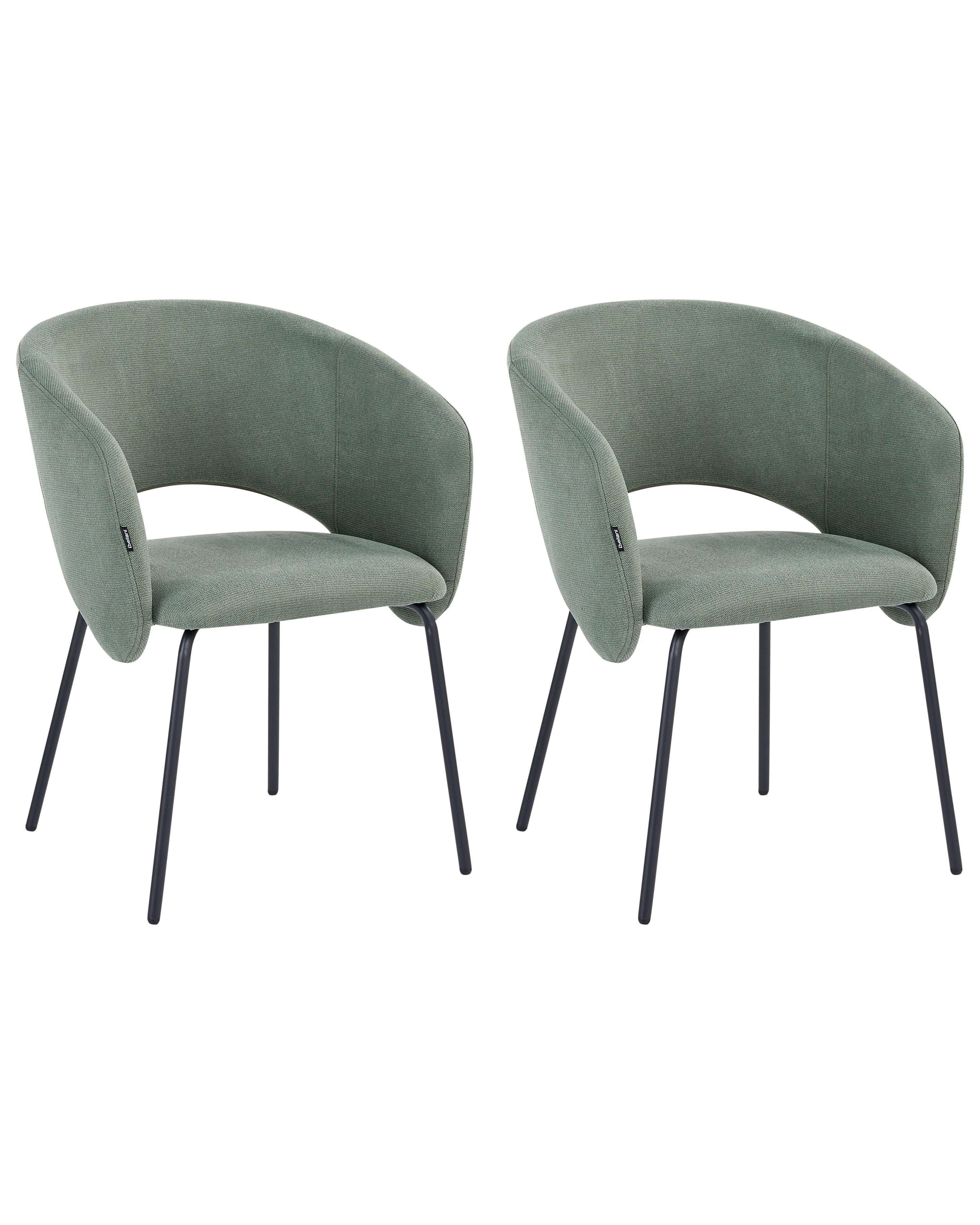 Set of 2 Dining Chairs BLAKELY Fabric Light Green