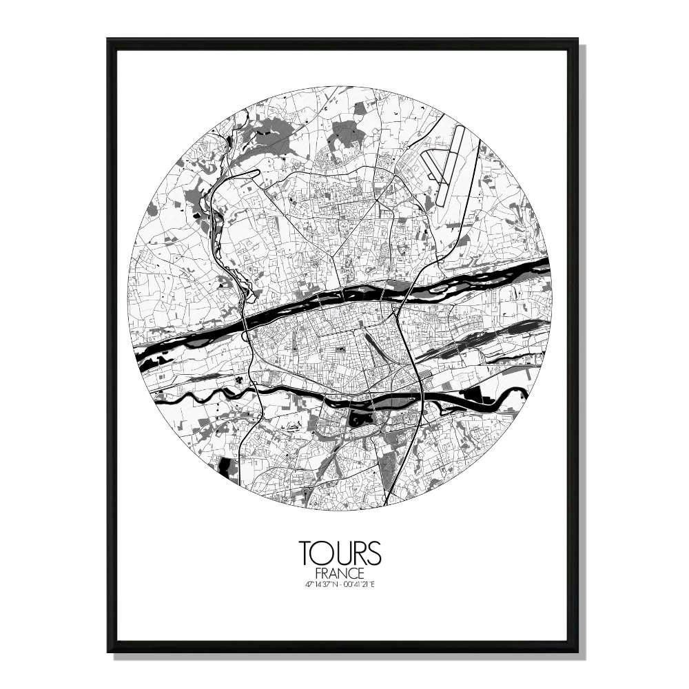 - Affiche Tours Carte ronde 40x50