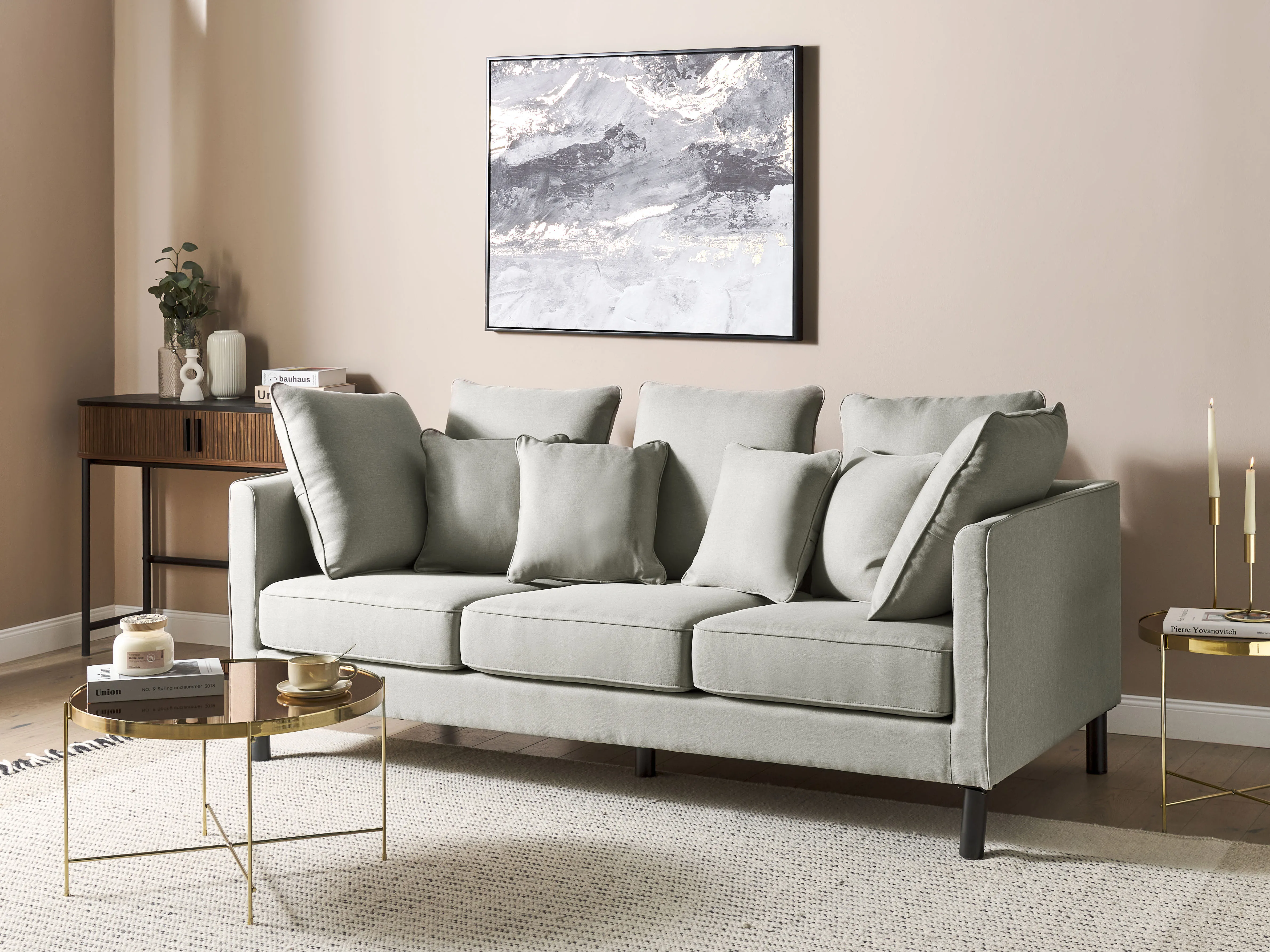 Sofa 3 Seater FENSTAD Fabric Light Grey