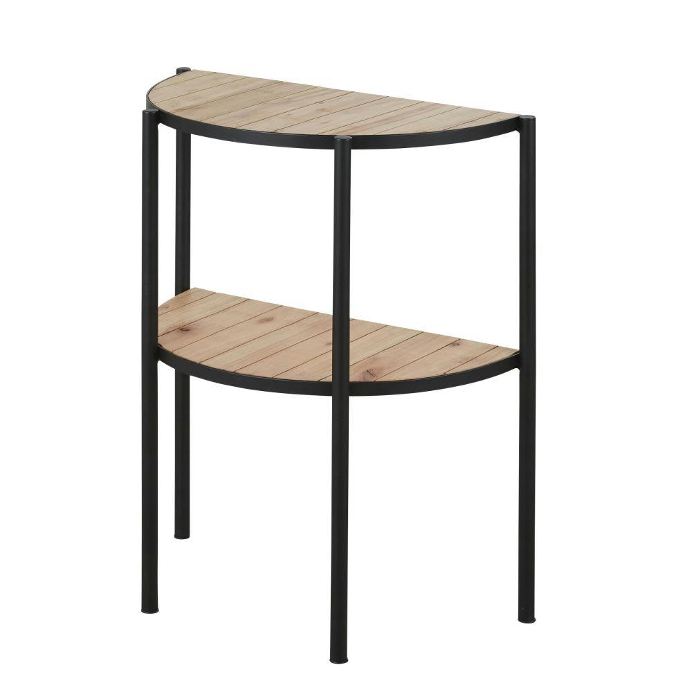 KLIMI - Bout de canapé  en bois d'eucalyptus et métal noir