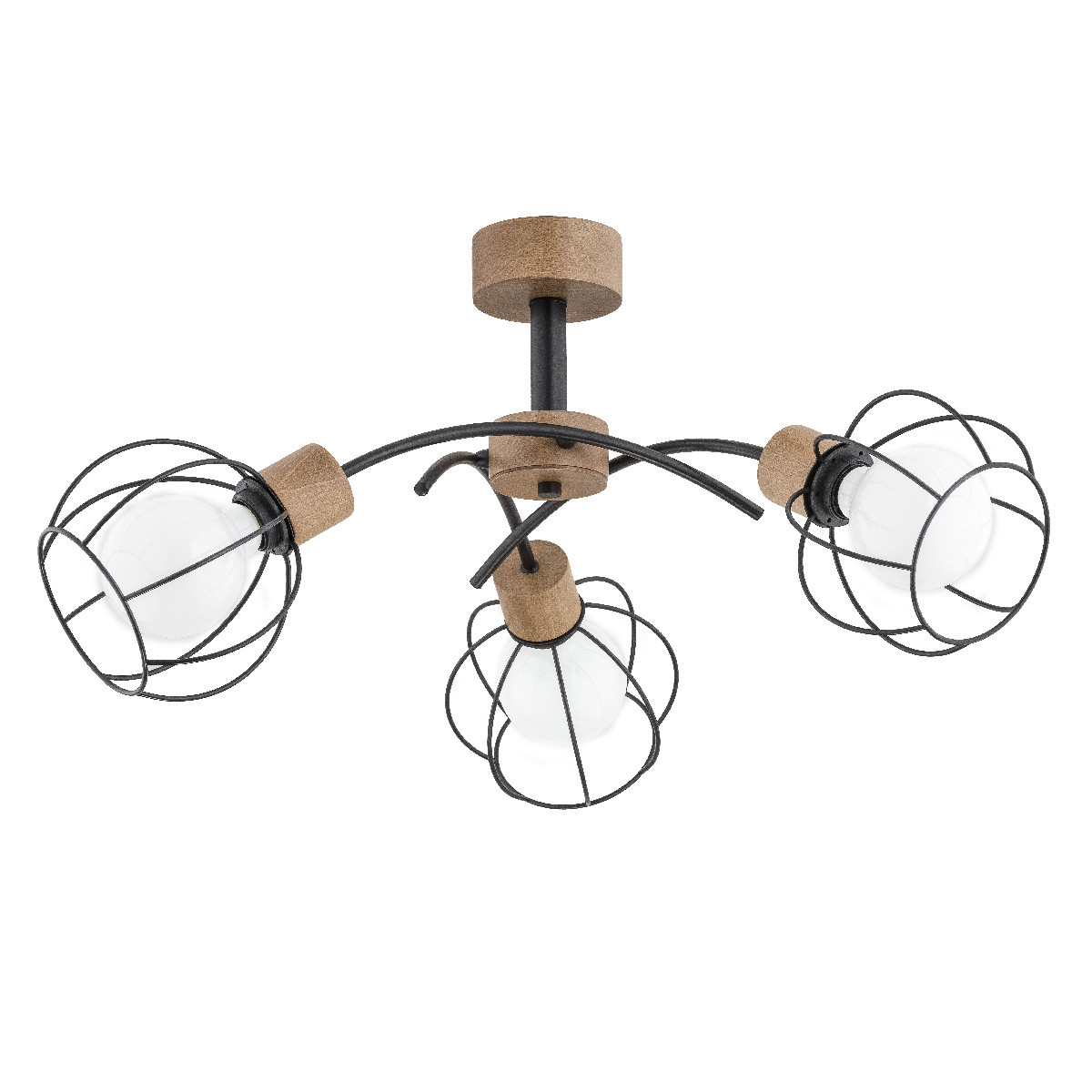 Lampa sufitowa jasne drewno-czarna PALOMA 3xE27x15W wym: 31x75x72 cm Alfa
