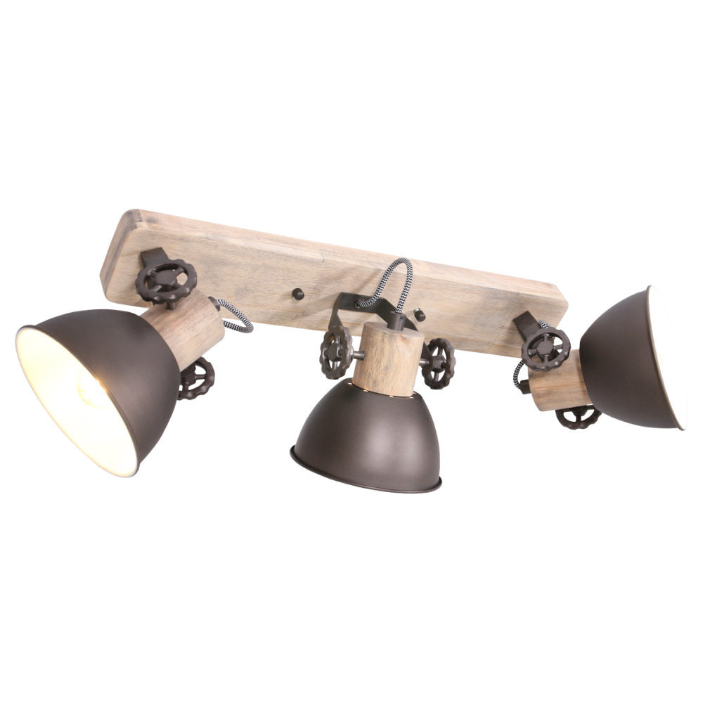 Mexlite spot gearwood - 3 lichts - 59x 17 cm - antraciet