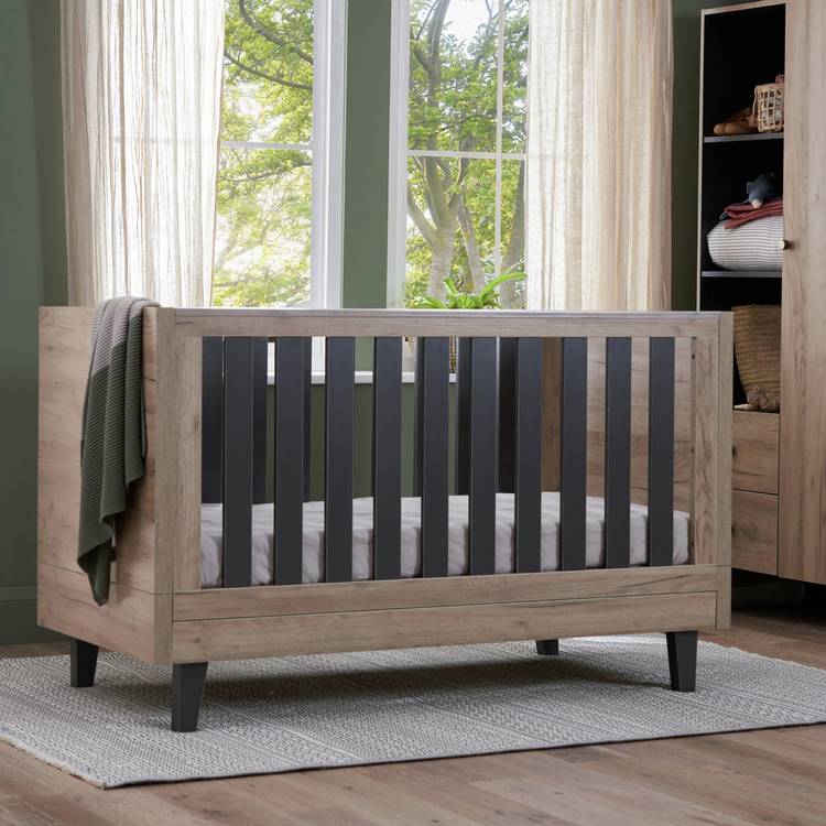 Tutti Bambini Como Nursery Cot Bed - Oak & Slate Grey