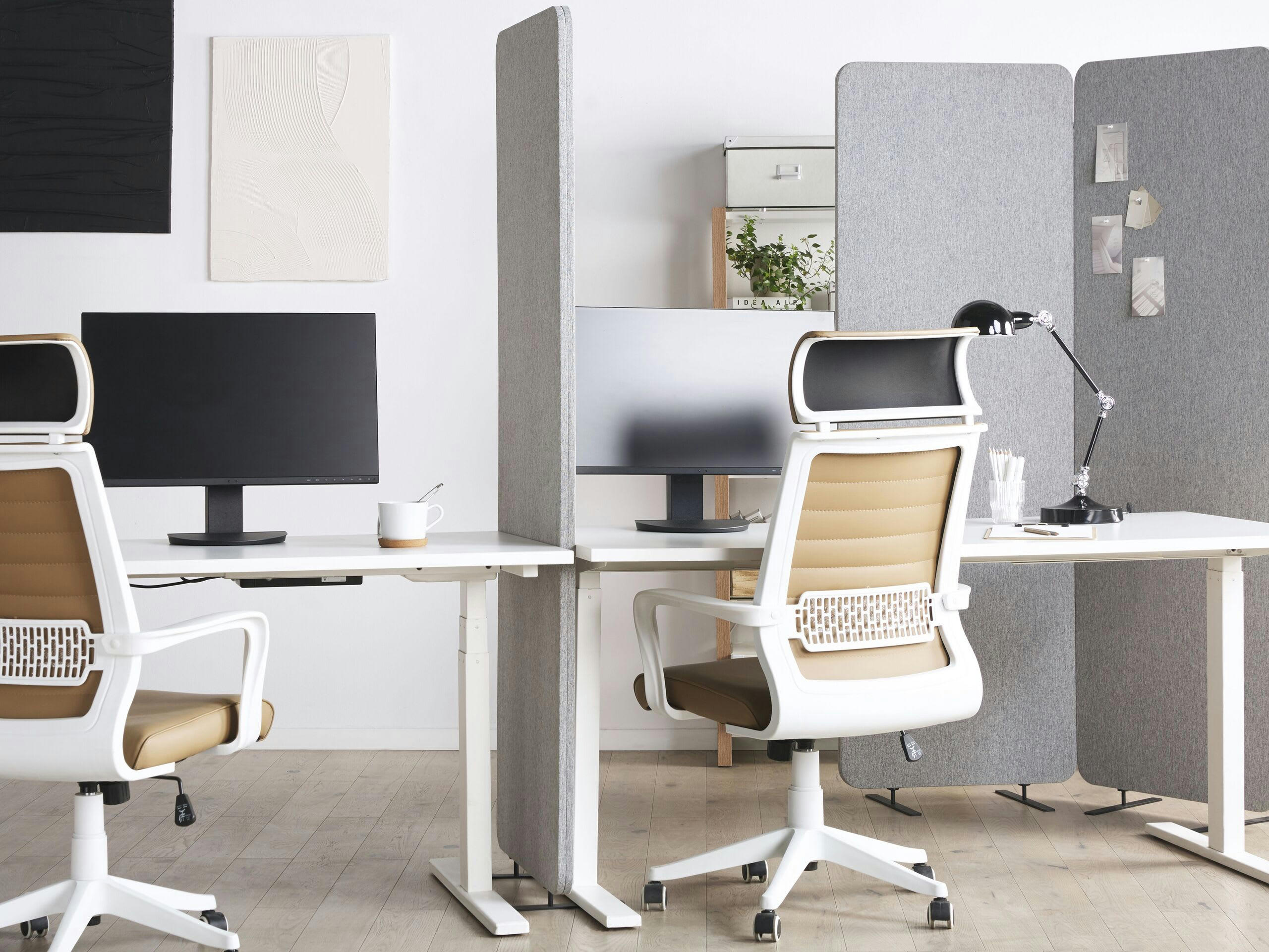 STANDI - Séparateur acoustique 3 panneaux 184 x 184 cm gris clair