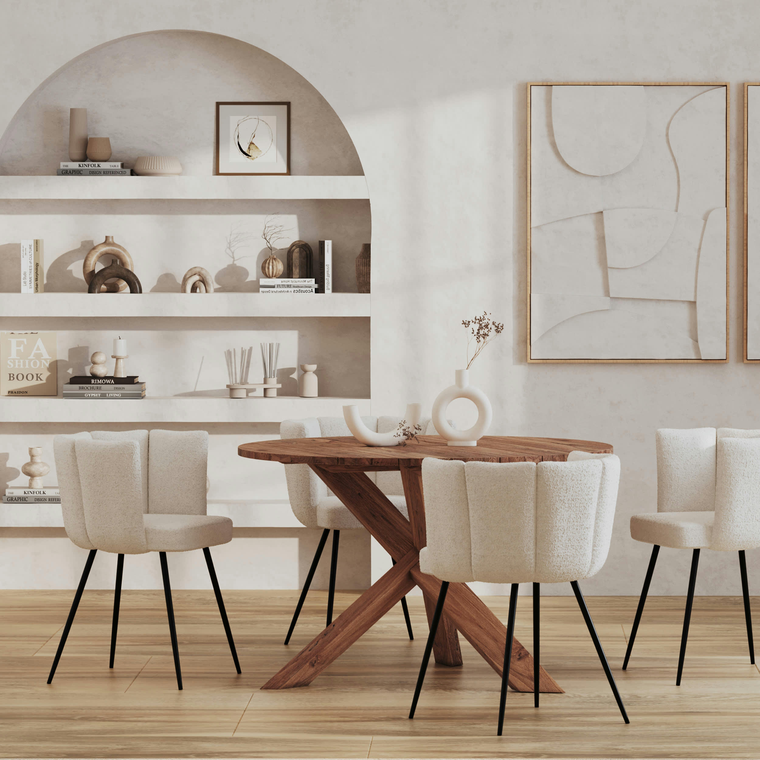 LAURE - Table ronde 4 personnes en bois de teck recyclé D120 cm